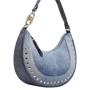 NWT Steve Madden Blue denim Studded Shoulder Bag